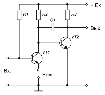 Схема генератора пилообразного напряжения с отрицательной обратной связью