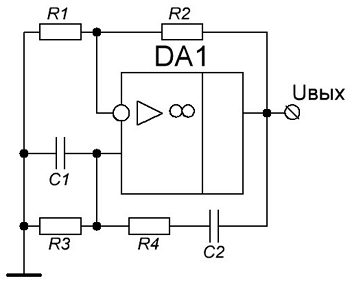 Генератор на ОУ с мостом Вина