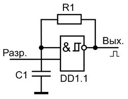 Схема управляемого генератора на триггере Шмитта