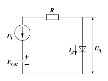 Схема включения источника тока для запирания диода