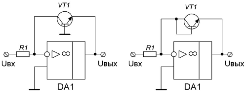Схемы логарифмических усилителей с транзистором в цепи обратной связи