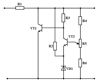 Компенсационный стабилизатор напряжения с параллельно подключённым транзистором