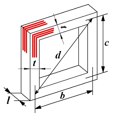 Расчёт индуктивности прямоугольной катушки прямоугольного сечения