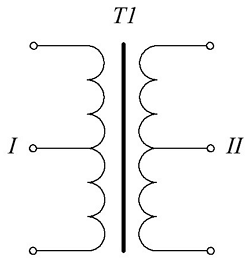 трансформатора с одной первичной обмоткой со средней точкой и одной вторичной обмоткой со средней точкой