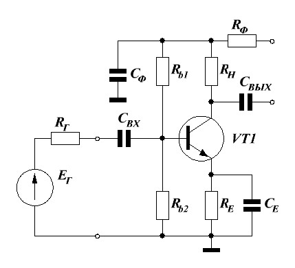 Усилительный каскад на транзисторе в режиме "А"