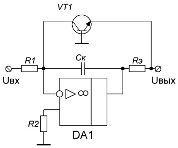  Усовершенствованный логарифмический усилитель с транзистором в цепи обратной связи
