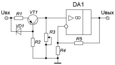  Регулируемый стабилизатор напряжения на ОУ