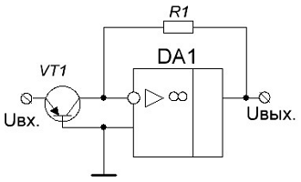Схема экспоненциального усилителя с транзистором во входной цепи